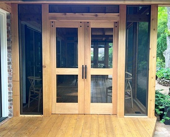 Cedar Screen Doors Installed in a Screen Porch